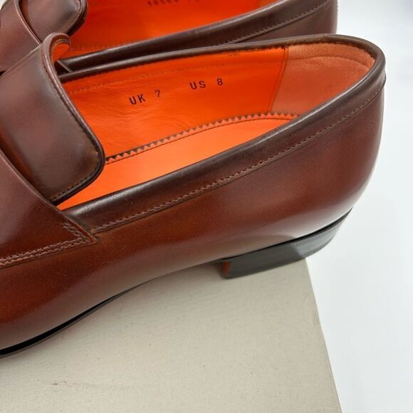 Men’s Santoni leather penny loafers size 8 US made in Italy cobbler soles - Picture 6 of 10